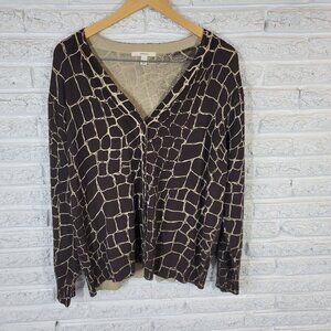 Merona Womens Sweater 20W 22W Plus Cardigan Black Animal Print ANI9E